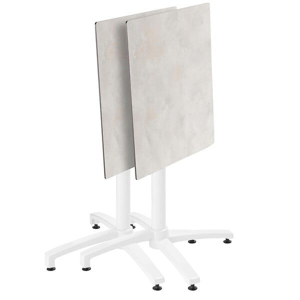 OVIALA - Ensemble table de terrasse stratifié béton et 2 fauteuils blanc - Opéra - large