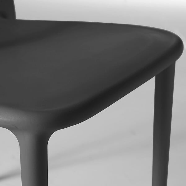 OVIALA - Chaise en plastique de jardin noir - Milan - large