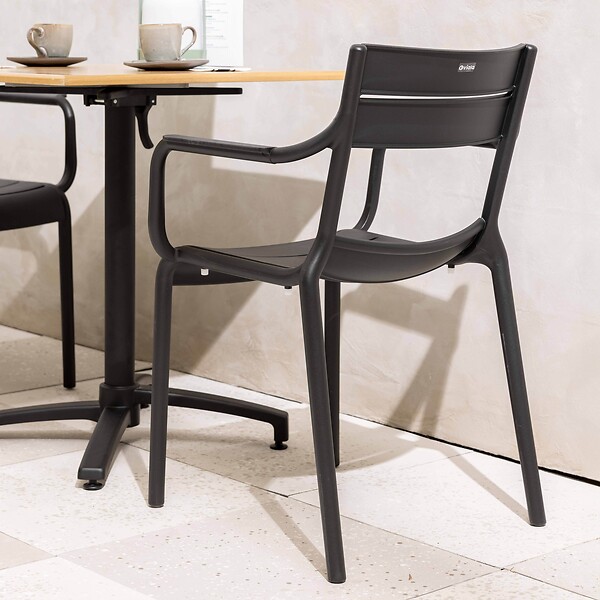 OVIALA - Fauteuil noir de terrasse en plastique - Paname - large