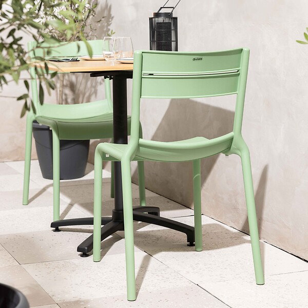 OVIALA - Chaise verte sauge de terrasse en plastique - Paname - large