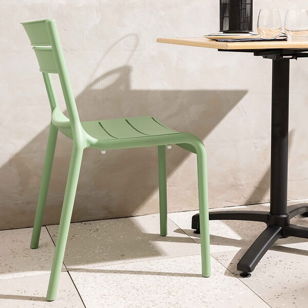 OVIALA - Chaise verte sauge de terrasse en plastique - Paname - large