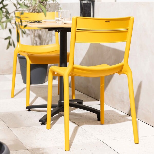 OVIALA - Chaise de terrasse en plastique jaune clair - Paname - large