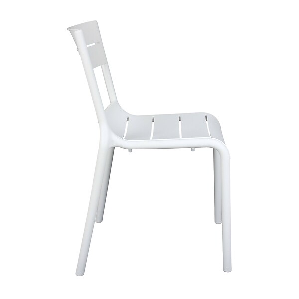 OVIALA - Chaise blanche de terrasse en plastique - Paname - large