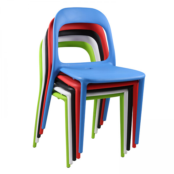 OVIALA - Chaise en plastique de jardin bleu - Milan - large