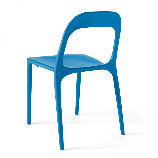OVIALA - Chaise en plastique de jardin bleu - Milan - large