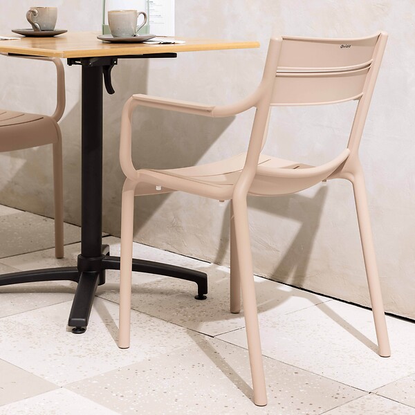 OVIALA - Fauteuil beige de terrasse en plastique - Paname - large