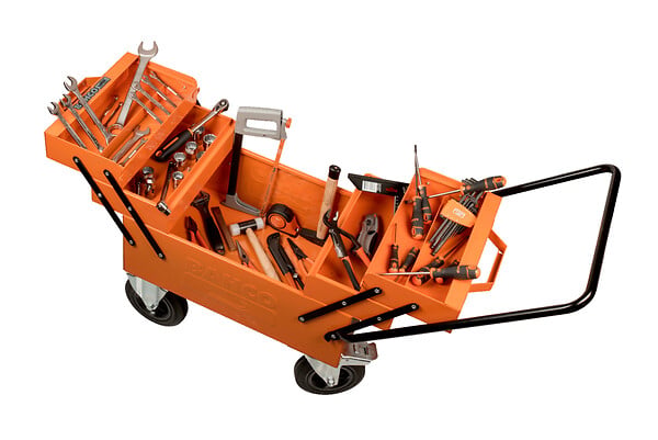 BAHCO - Caisse à outils métallique à compartiments sur roues, 195 mm x 637 mm x 1 203 mm - large