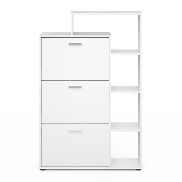ID MARKET - Meuble à chaussures 18 paires KLARK 3 portes avec étagère blanc - large