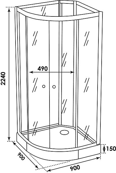 ONDEE - Cabine de douche hydromassante AMELIA - Porte Coulissante - Gris - 1/4 C - 90cm - large