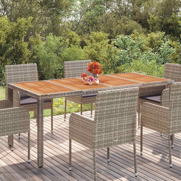 VIDAXL - vidaXL Table de jardin dessus en bois Gris 190x90x75 cm Résine tressée - large