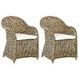 BELIANI - Lot de 2 fauteuils de jardin avec coussins SUSUA Rotin Naturel - vignette