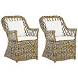 BELIANI - Lot de 2 fauteuils de jardin avec coussins MAROS Rotin Naturel - vignette