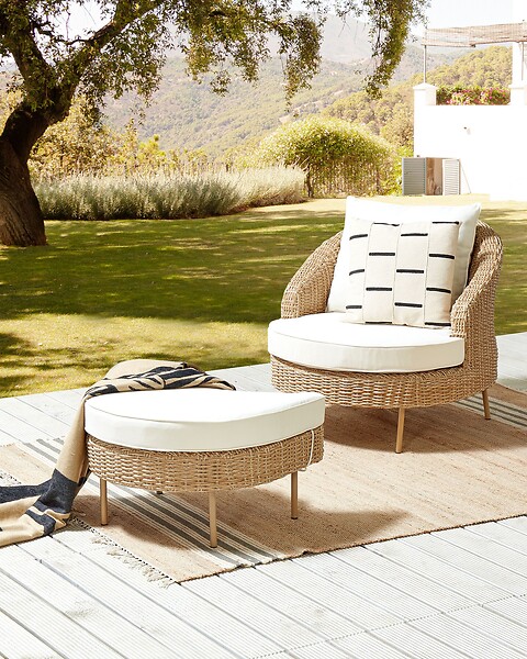 BELIANI - Fauteuil de jardin avec ottoman ARCILLE Naturel - large