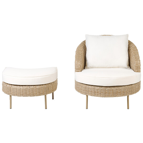 BELIANI - Fauteuil de jardin avec ottoman ARCILLE Naturel - large