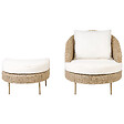 BELIANI - Fauteuil de jardin avec ottoman ARCILLE Naturel - vignette