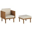 BELIANI - Fauteuil de jardin avec ottoman BARATTI Acacia Marron - vignette