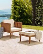 BELIANI - Fauteuil de jardin avec ottoman BARATTI Acacia Marron - vignette