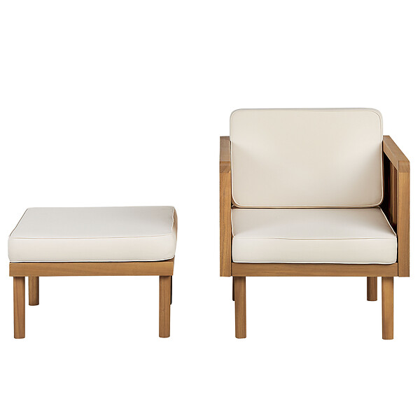 BELIANI - Fauteuil de jardin avec ottoman BARATTI Acacia Marron - large