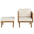 BELIANI - Fauteuil de jardin avec ottoman BARATTI Acacia Marron - vignette