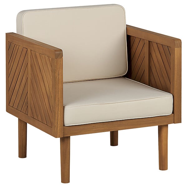 BELIANI - Fauteuil de jardin avec ottoman BARATTI Acacia Marron - large