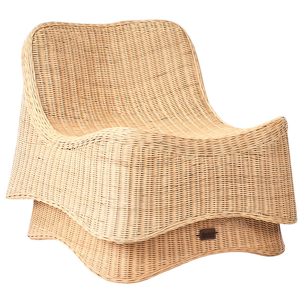 BELIANI - Fauteuil de jardin avec ottoman AIGANI Rotin Naturel - large