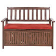 BELIANI - Banc avec coussin d'assise SOVANA 120 cm avec rangement Acacia Rouge - vignette