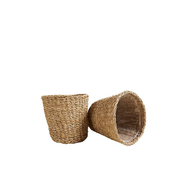 BLOOMIQUE - P. à Plantes Tressé Coco - Lot de 2 Pots - Beige - Jonc de Mer - Panier pour Plantes - large