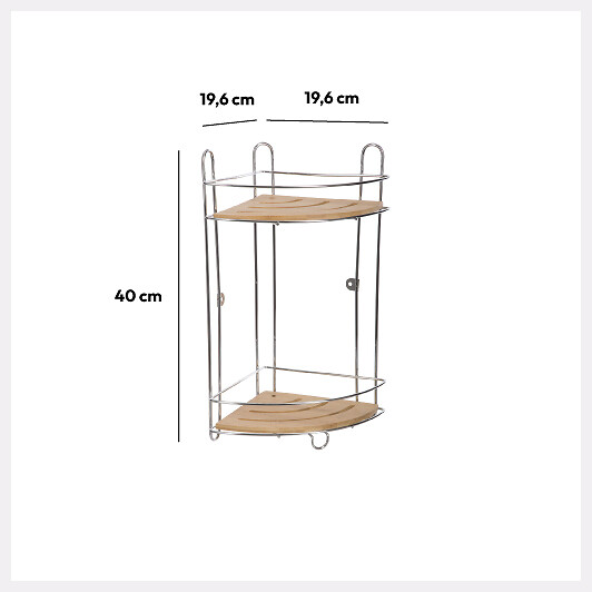 5 FIVE SIMPLY SMART - Étagère d'angle 2 niveaux en Métal et Bambou H 40 cm - large