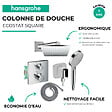 HANSGROHE - Colonne douche thermostatique Ecostat Square Douche de tête Vernis Shape Flexible Metaflex Douchette Vernis Blend chromé - vignette