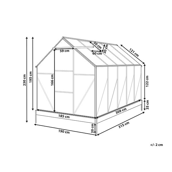 BELIANI - Serre de jardin APULIA Argenté 315 cm - large