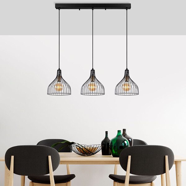 CONCEPT USINE - Plafonnier en métal noir - 3 lampes MARIE - large