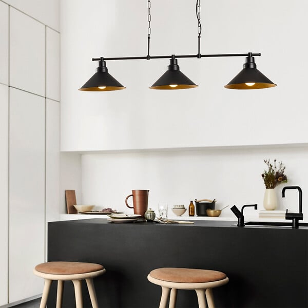 CONCEPT USINE - Suspension industreille noire 3 ampoules ERIKA - large