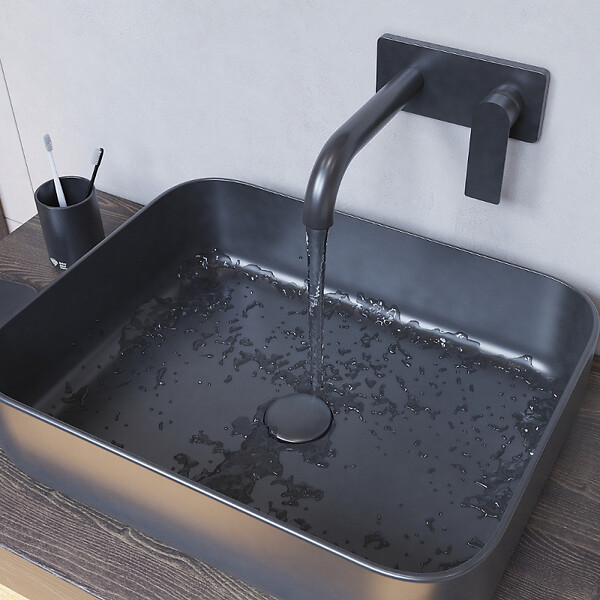 SWISS AQUA TECHNOLOGIES - Bonde à écoulement libre Infinitio 5/4" sans trop-plein pour lavabos et vasques, noir mat (PZATKABKM) - large