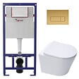 SWISS AQUA TECHNOLOGIES - Pack WC bâti ECO 2L Swiss Aqua Technologies + WC suspendu sans bride Swiss Aqua Technologies + plaque or mat (STESTINWR06-FR) - vignette