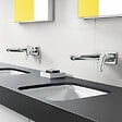 HANSGROHE - Hansgrohe Logis Mitigeur lavabo encastré mural, Bec 195mm, bonde à écoulement libre (71220000) - vignette