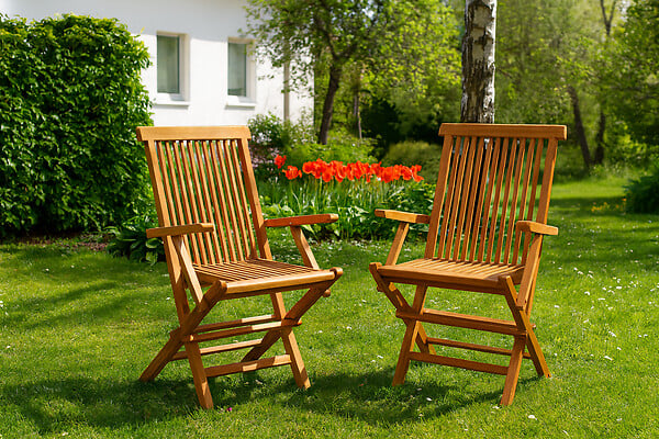 CONCEPT USINE - Lot de 2 fauteuils pliants jardin teck massif brut TECK - large