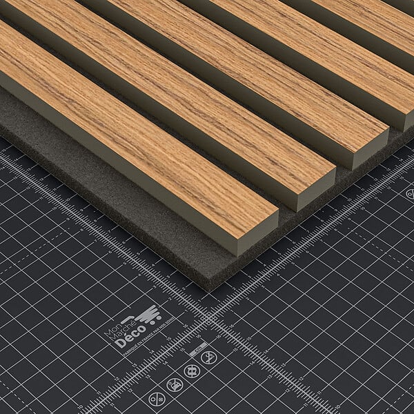 MON MARCHE DECO - Lot de 2 Panneaux Tasseaux Bois - Teck Thaï Feutre Noir - 3 m² - large