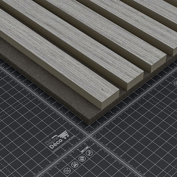 MON MARCHE DECO - Lot de 2 Panneaux Tasseaux Bois - Chêne Gris Feutre Noir - 3 m² - large