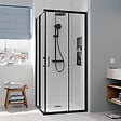 CERAMIA - CASCADA Porte de douche 80x80x195cm coulissante anticalcaire avec profilés Noir mat (CERAHC8080B) - vignette