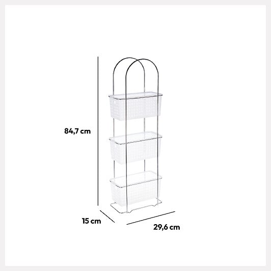 5 FIVE SIMPLY SMART - Étagère 3 niveaux en Acier chromé avec 3 grands paniers de rangement H 85 cm - large