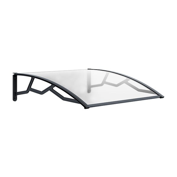 ARTPLAST - Auvent de Porte d'Entrée 100 x 120 cm Transparente - Polycarbonate Alvéolé Marquise Extérieure Bras Polypropylène Art Plast - large