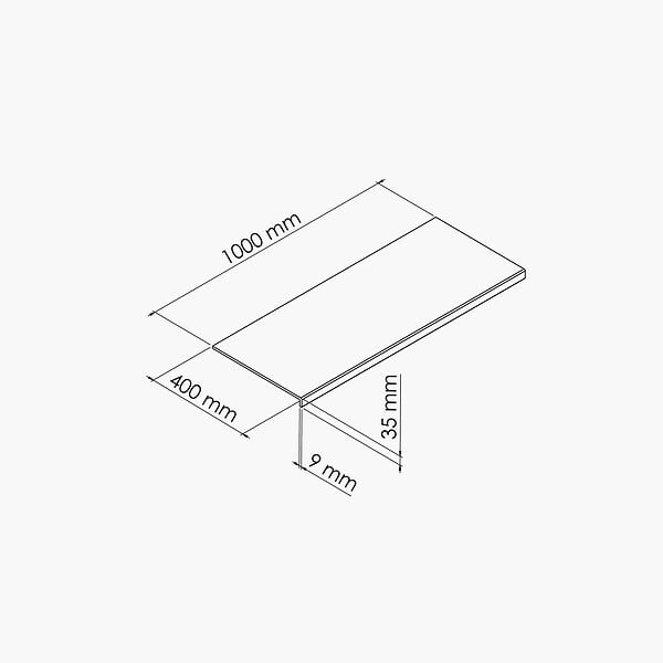 TECNOPROFILS - Appui de fenêtre PVC l. 40 cm x ép. 9 mm - Gris - 100 cm - large