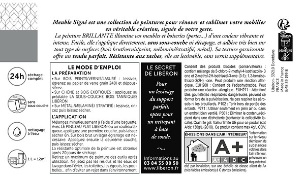 LIBERON - Meuble signé, Peinture Brillant Noir de Lave 0,5L - large