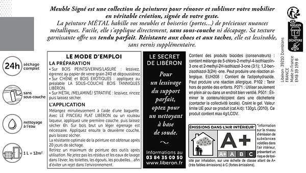 LIBERON - Meuble signé, Peinture Métal Argent Fumé Poudré 125 ml - large