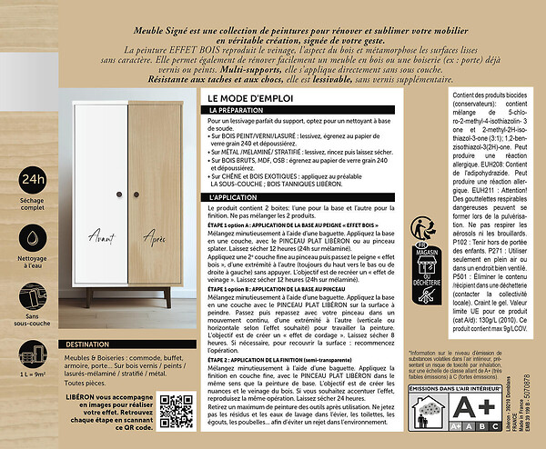 LIBERON - Meuble signé, Peinture Effet bois Noyer 700 ml - large
