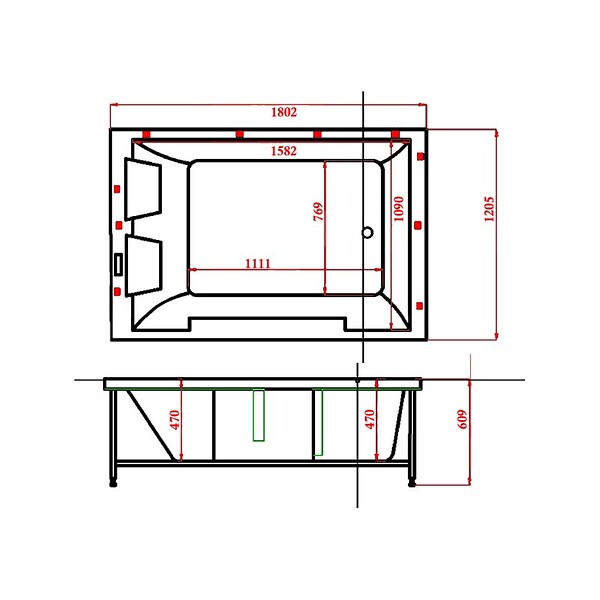 DISTRIBAIN - Baignoire balnéo Belize Droite noire 32 jets  Whirlpool - large
