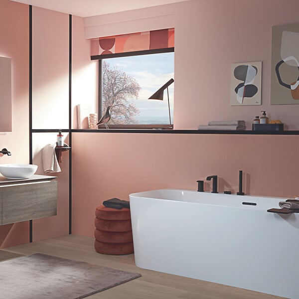 VILLEROY ET BOCH - Baignoire semi-îlot d'angle Loop & Friends version gauche avec bonde et trop-plein blanc - large