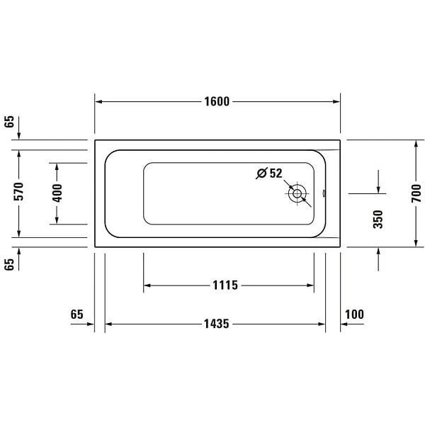 DURAVIT - Baignoire droite D-Code 160 x70 cm + Pare bain droit AURYS Mist 1 chromé - large
