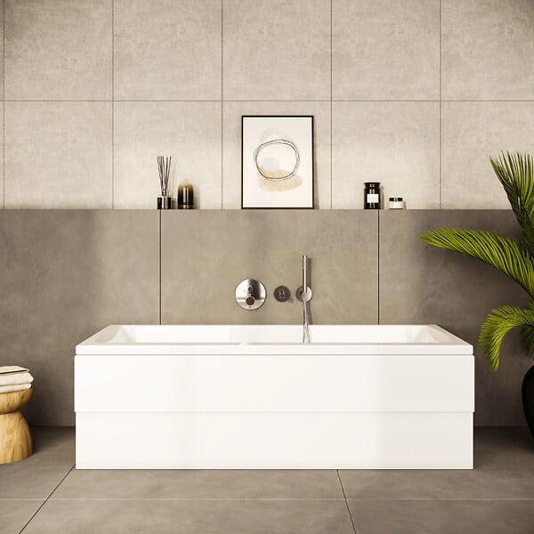 VITRA - Baignoire rectangulaire VitrA Neon 180x80cm + Pare bain droit AURYS Mist 1 chromé profilé droite - large