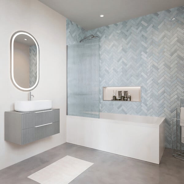 VILLEROY ET BOCH - Baignoire droite avec pieds 160 x 70 cm O.Novo Blanc + Pare Bain gauche AURYS Raywall chromé - large